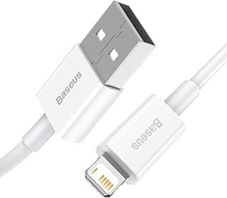 كابل Superior من USB إلى Lightning بطول 0.25 متر | شحن سريع 2.4A معتمد من MFi ومزامنة بيانات | كابل قصير متين ومقوى لهواتف ابل ايفون 14 Pro Max/ 13/12/ 11, XR/X/ 8Plus/ ايباد، ايربودز – أبيض