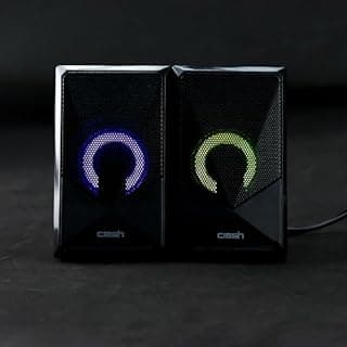 سماعات، ميني مكتبية للكمبيوتر مع إضاءة LED ملونة، ستيريو 2.0 تعمل بـ USB ومدخل 3.5mm Aux محمولة للجيمنج والوسائط المتعددة للكمبيوتر واللابتوب...