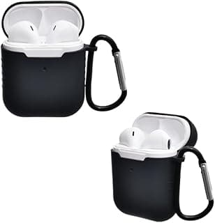 جراب سيليكون حماية لسماعات ابل AirPods الجيل الأول/الثاني - حواف آمنة، تصميم نحيف، يدعم الشحن اللاسلكي - أسود