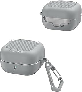 Fekra Case Compatible with Samsung Galaxy Buds 4 Pro/Buds 4 (2026), Soft TPU Carbon Fiber Protective Cover, Shockproof Case with Carabiner, for Men Women (Grey)