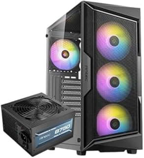 انتيك حافظة وحدة المعالجة المركزية AX61 Elite ذات 4 مراوح ARGB مع امداد الطاقة Atom B750 أسود
