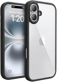 جراب خلفي شفاف أكريليك مضاد للاصفرار مع إطار أسود لهاتف ابل iPhone 17