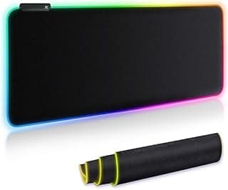 ماوس باد ألعاب RGB كبير أسود سادة مقاس 80×30 سم، 10 أوضاع إضاءة، سطح ناعم مقاوم للماء، قاعدة مطاطية مانعة للانزلاق، لوحة ماوس احترافية للكمبيوتر واللابتوب