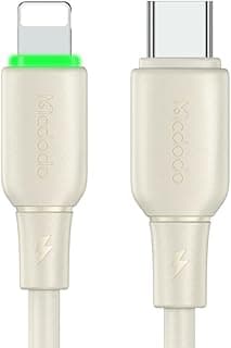 Mcdodo USB C to Lightning Cable 36W Fast Charging 1.2m CA-4760, LED Light PD Data Cable, High Speed Sync Durable Charger Cord, Beige