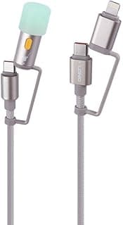 LC19 65W Fast Charging Cable (USB-C To USB-C + Lightning) Power Delivery Cable with LED Light, High-Speed Data Sync Cord for Mobile Phones, Tablets, Laptops – Durable & Portable - Gray