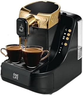 ماكينة قهوة تركي TC70G، قدرة 750 وات، خزان 1 لتر، تحضير كوبين (أسود وذهبي)