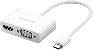 محول USB-C الى HDMI + VGA من يوجرين (ابيض)، عدد المنافذ: 2
