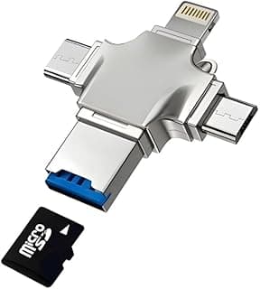 Multi (3-in-1) Micro SD Card Reader (T-Flash) External Memory Card Reader Support Type-C, IPH and Micro USB
