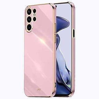 جراب HONLEN لسامسونج جالاكسي S23 Ultra (6.8 بوصة)، سيليكون TPU ناعم، تصميم إطار جلفاني - بنفسجي