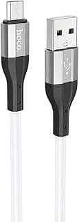 كابل شحن ونقل بيانات هوكو x72 (1 متر - 2.4 امبير)، USB-A إلى Micro-USB متوافق مع سامسونج، هواوي، شاومي، اوبو - أبيض