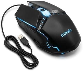 ماوس جيمنج Crash X260 سلكي، إضاءة RGB ملونة، توصيل USB، دقة 800-1600 DPI، تصميم مريح