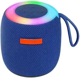 مكبر صوت اكستريم ليد لاسلكي بلوتوث لاسلكي JL-28 بإضاءة ار جي بي ومنفذ USB ويدعم بطاقة تي اف وراديو اف ام للأطفال والكبار من كيه ام تكنولوجي، لون أزرق