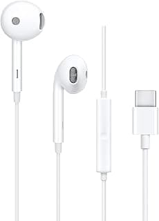 Wired Earphone Type-C with Microphone Built-in Earphone Compatible with Oppo Compatible with Realme Compatible with Vivo Compatible with Oneplus (White)