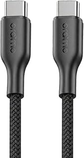 كابل شحن من USB-C إلى USB-C موديل OCD-1525CC، شحن فائق السرعة 5A مع دعم 100W Power Delivery، طول 1 متر، تصميم متين - أسود