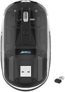 For JeDEL Wireless, Bluetooth Rechargeable Mouse - 1600 DPI Adjustable - Battery Life 180 Hours (WD131P Black) | HighEnd