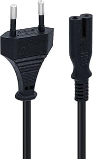 كابل طاقة 2.5A 250V متوافق مع شاحن اللابتوب، التلفزيون، بلايستيشن، الراديو، وكاسيت - أسود