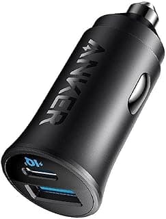 شاحن سيارة انكر PowerDrive بقدرة 30 وات مع تقنية PPS، منفذين USB-C فائق السرعة، شحن جهازين في وقت واحد، متوافق مع ايفون، ايباد، سماعات Airpods، سامسونج والمزيد - أسود - ضمان 18 شهر