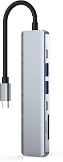 هاب Zero 7 في 1 بمنفذ USB Type-C مع HDMI، منافذ USB، قارئ كروت، فضي، محول توصيل متعدد الوظائف