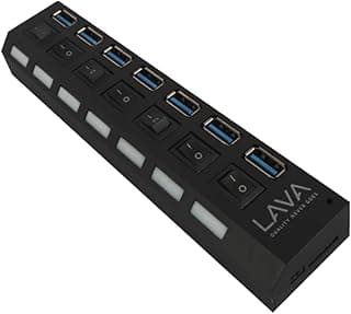 موزع USB من لافا 7 منافذ سرعة 2.0/3.0 - حتى 480 ميجابايت في الثانية أسود