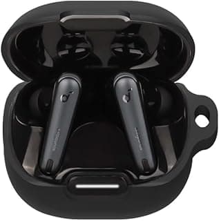 Silicone Case for Anker Soundcore Liberty 4 NC, Protective Cover with Carabiner (Black)
