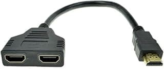 موزع كابل HDMI مدخل 1 و2 منفذ، موزع تحويل كابل HDMI ذكر الى HDMI انثى مزدوج من 1 الى 2، يدعم 2 تلفزيون في نفس الوقت، مدخل اشارة واحد و2 مخرج