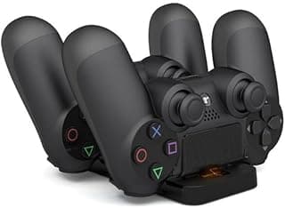 قاعدة شحن مزدوجة من دوبي متوافقة مع ذراع تحكم PS4، شحن سريع، حامل مدمج