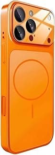 Luxury Phone Case Compatible with iPhone 17 Pro Max Magnetic Matte Hard PC Ultra Slim Cover with Glass Lens Protector Compatible with MagSafe Magnetic Charging and Accessories (Orange)
