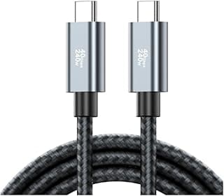 كابل USB 4 بدقة 8K@60Hz، كابل فيديو USB C إلى USB C بسرعة 40 جيجابت في الثانية، كابل شاشة USB4 C بقدرة 240 وات يدعم عرض 4K UHD متوافق مع ايفون 15 برو، Thunderbolt 3/4 ماك بوك، ايباد برو، سامسونج، اتش بي، ديل (1 قدم)