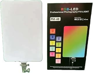 إضاءة LED احترافية التصوير PM-48 RGB, اضاءات مختلفة لتناسب كل جلسات التصوير, مع حامل ستاند, وريموت تحكم عن بعد, لصنع محتوى مختلفة