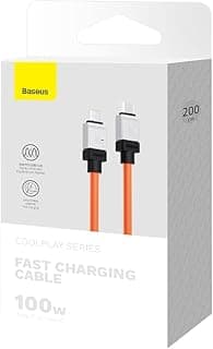 كابل شحن سريع Coolplay Series بقدرة 100 وات وطول 2 متر، يدعم PD3.1 و QC4.0، من USB-C إلى USB-C لهواتف سامسونج Galaxy S24 Ultra و S23 و S22 و S21 و Note 20U و Note10+ وأجهزة التابلت والموبايل بمنفذ Type C (برتقالي)