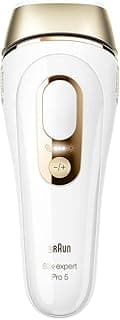 جهاز إزالة الشعر بالليزر Braun Silk-expert Pro 5 PL5257 مع 4 ملحقات: رأس عريض، رأس دقيق، شفرة Venus، حقيبة - أبيض/ذهبي
