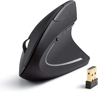 2.4G Wireless Vertical Ergonomic Optical Mouse Wireless for Windows and Mac OS, USB, 800/1200/1600 DPI, 5 Buttons, Charger (Black.)