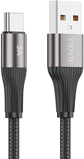 CB4038T- Type-C Charging Cable - 2M - Aluminum Braided Design - 3A - Fast and Stable Charging (Black)