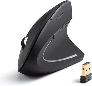 Vertical Mouse 2.4GHz Wireless Optical Mouse Argonomic Design, Black, with Scroll Wheel and DPI Controls, Battery Operated