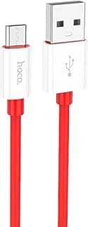كابل شحن ونقل بيانات سيليكون X87 من هوكو قابس USB نوع إيه إلى مايكرو متوافق مع سامسونج وهواوي وشاومي وأوبو 2.4 أمبير 1 متر أبيض