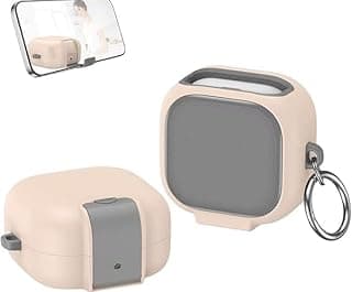 جراب Fekra لهاتف سامسونج Galaxy Buds 4/4 Pro (2026) مع قفل وحامل هاتف، جراب حماية كامل مضاد للصدمات مع ميدالية (وردي مدرع)