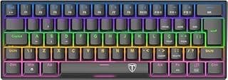 كيبورد ألعاب ميكانيكي T.Dagger Are.na T-TGK321 مقاس 60%، مفاتيح حمراء Red Switch، إضاءة Rainbow، تصميم مدمج، Anti-Ghosting، كابل USB، لون أسود