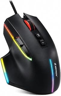 JERTECH Gaming Mouse USB Wired – 4800DPI Optical / 60IPS / 20G / 7 Buttons – RGB Chroma Backlit – 10M Click - 1.5M Braided Cable - Ergonomic Gaming Mice for PC Laptop | Black (JR860)