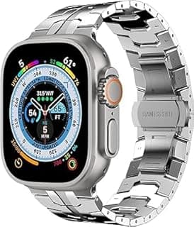 سوار ساعة ابل من الستانلس ستيل متوافق مع ابل Watch مقاس 49mm 46mm 45mm 44mm 42mm بتصميم معدني كلاسيكي، خامة ستانلس ستيل لسلسلة 1/2/3/4/5/6/7/8/9/10/11/Ultra2/Ultra3/SE 2