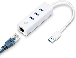 محول USB 3.0 إلى ايثرنت موزع محمول بـ 3 منافذ مع شبكة منفذ ار جيه 45 جيجابت يدعم ويندوز 7-8-8.1-10 ماك او اس اكس 10.6-10.14 نظام تشغيل لينكس ونظام كروم من تي بي لينك موديل