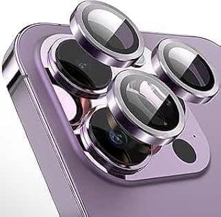V Volt Camera Lens Protector, 9H Tempered Glass Metal Camera Lens Protector, Scratch Resistant Metal Camera Ring [HD Clear] Compatible with iPhone 14Pro/14ProMax (Purple)