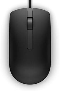 ماوس ضوئي MS116 سلكي بزرين من ديل، مع كابل USB، أسود، للبيع بالتجزئة، متوافق مع أجهزة لينسبيرون 17R 57XX، 17R 7720، لاتيتيود D630، أوبتيبليكس 50XX، 5250، 90X، وXPS One 27XX