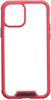 Plastic Back Cover For Apple iPhone 12 / Apple iPhone 12 Pro, Clear & Red SC-MS-264-2-IP12