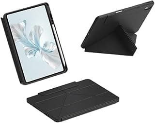 Multi-Folding Stand Tablet Case Suitable for Huawei MatePad 12X BKY-W09 12" 2024 Soft Solicon Back Cover with Pencil Solt(Black)