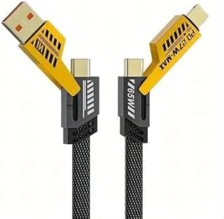 كابل شاحن USB 4 في 1 من بيزال: 100 سم/1 متر مغطى بالنايلون، USB A/USB C الى النوع C [65 واط] / PD [27 واط]، شحن متعدد الاجهزة لاجهزة ايفون واندرويد وسامسونج جالكسي وايباد