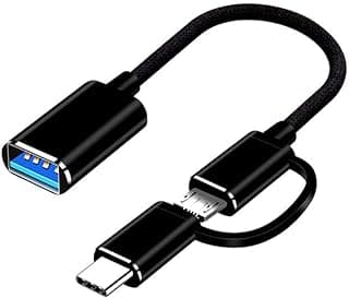 كابل محول اون CC-13 2 في 1 تايب سي و مايكرو USB 3.0 OTG - نقل بيانات وشحن سريع | توافق عالمي | مدمج ومتين (اسود)