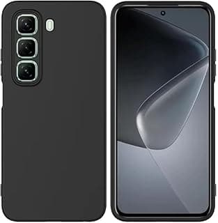 Liquid Silicone Case With Camera Protection Microfiber Lining For Infinix Hot 50 4G (Black)