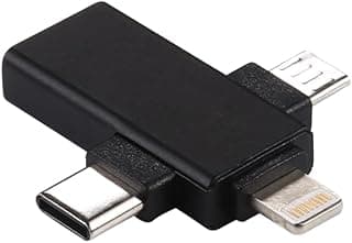 محول او تي جي 3 في 1 USB متوافق مع مايكرو USB/Type C/ايفون - (فضي)