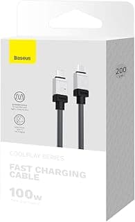 كابل شحن من سلسلة كول بلاي 100 وات 2 متر PD3.1 QC4.0 فائق السرعة USB-نوع سي الى باسيوس لسامسونج جالاكسي S24 الترا S23 S22 S21 نوت 20U 10بلس وأجهزة التابلت النوع C أسود هاتف ذكي محول الشحن