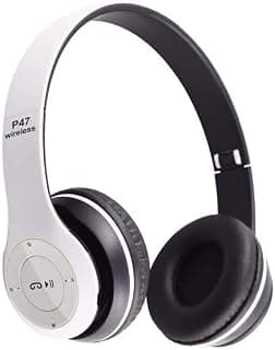Wireless Bluetooth Gaming Headset - P47, Over Ear Stereo Music Over-Ear Headphones with Memory Card Support, Gaming Headphones Built-in Microphone for Laptop Phone PC (White)